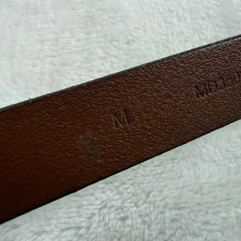 Madewell Italian Leather Belt Womens Medium Brown Brass Buckle Western Boho Chic